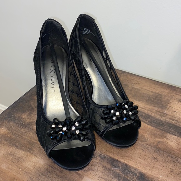 Karen Scott Shoes Karen Scott Maralyn Black Satin Heels Poshmark